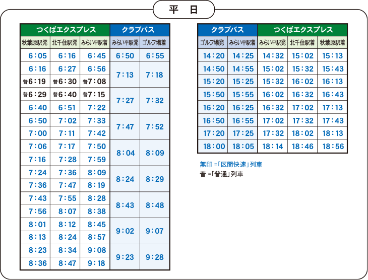 つくばエクスプレス時刻表_平日(2020.03.14改正)